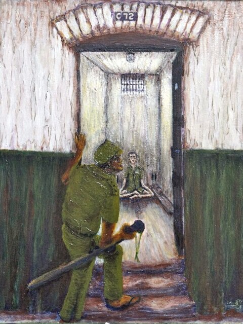 Bill Young's illustration of Cell 72 Outram Rd Gaol