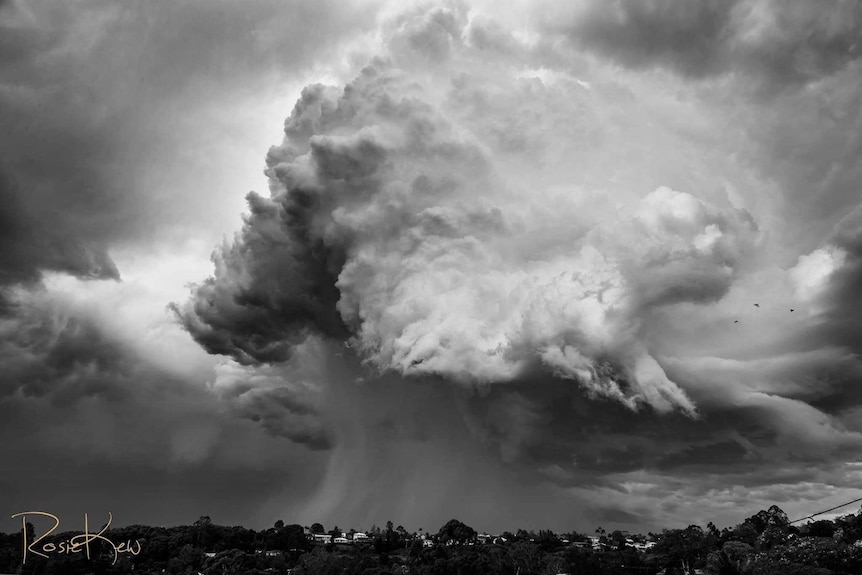 cUMULONIMBUS CLOUD IN BLACK AND WHITE