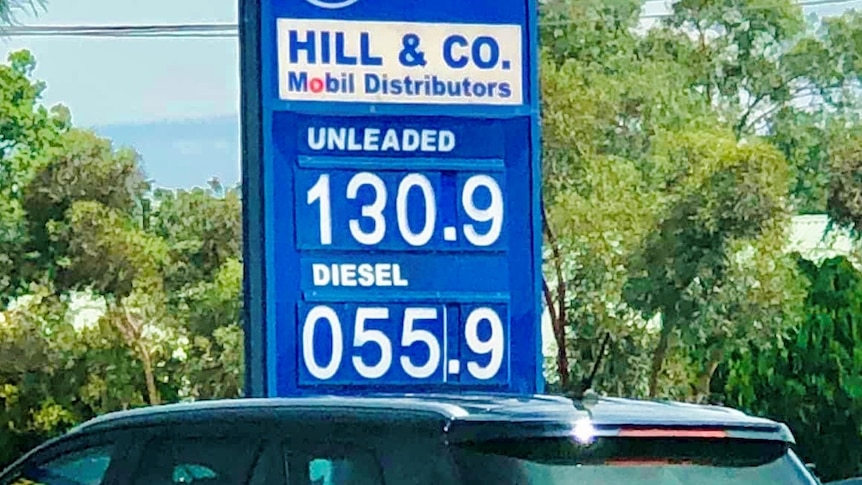 A petrol price sign showing remarkably low numbers.