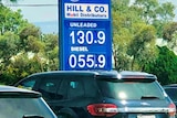 A petrol price sign showing remarkably low numbers.