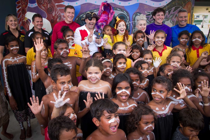 Indigenous children with The Wiggles.