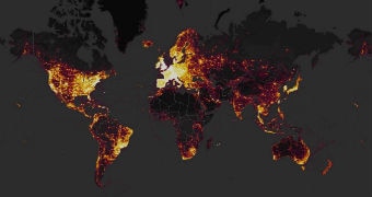 A map of the world showing fitness activity.