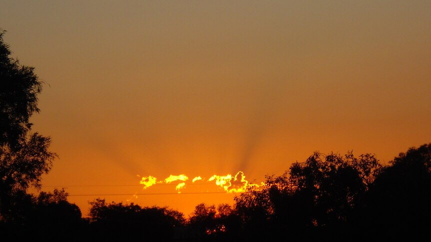 April sunrise above Kalkarindji police station