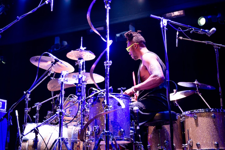Drummer Mike Mitchell performs live with Thundercat at Melbourne's Forum for RISING festival 2023