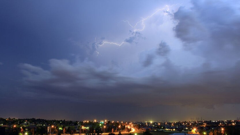 Lightning crackles in clouds over Narre Warren North