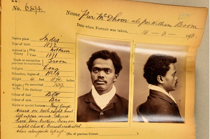 Prison records of a man from the late 1800s