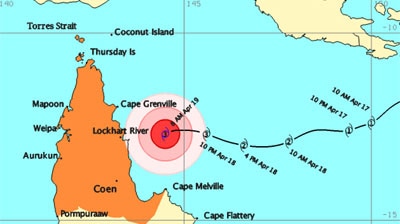 Intensifying: The cyclone could become a category 4 by the time it reaches the coast.