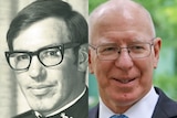 A composite of David Hurley in 1972 and 2018