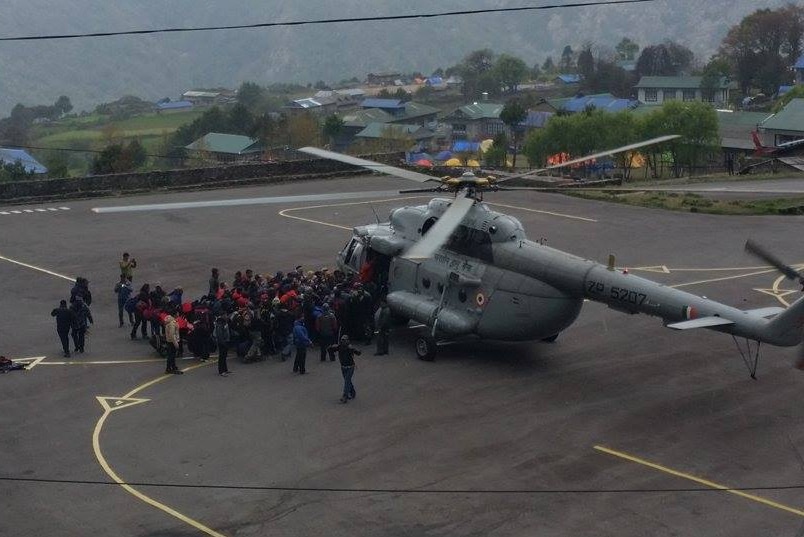 Indian helicopter in Lukla
