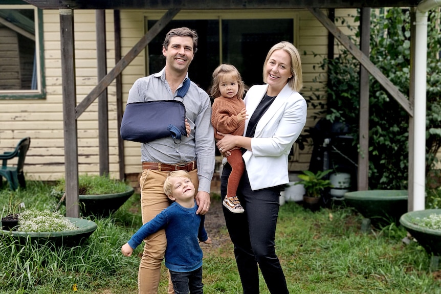 Photo of Jonathon Peatfield and Caitlin Wilson, with their children Harrison, 3, and Matilda, 18 months.