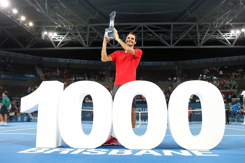 Roger Federer celebrates Brisbane International title and win number 1000