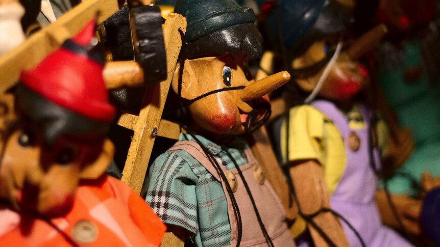Pinocchio doll at Christmas market in Europe