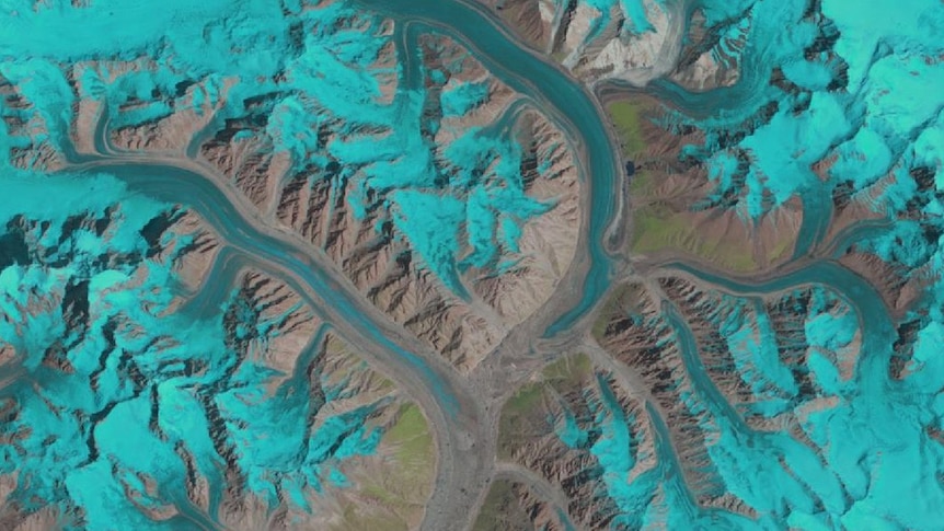 Satellite image of the Panmah glacier region in Pakistan
