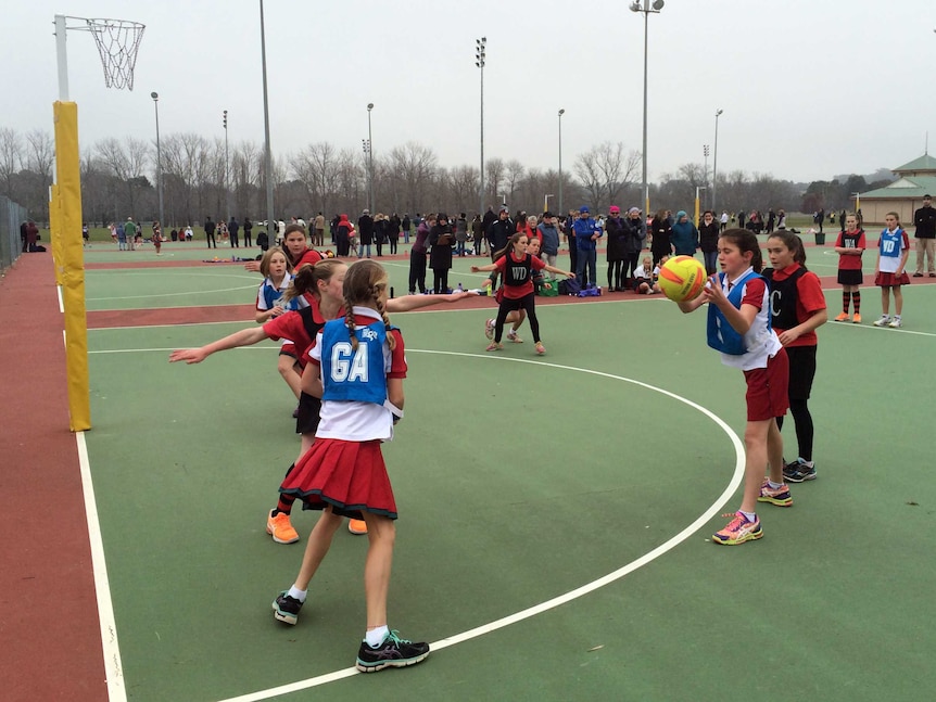 Girls playing netball in Canberra