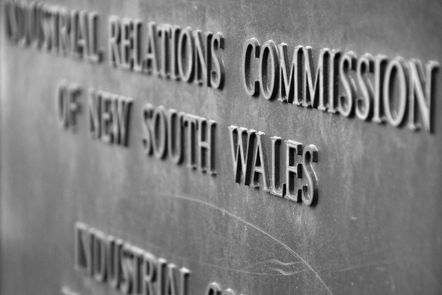 A sign reading "Industrial Relations Commission of New South Wales".