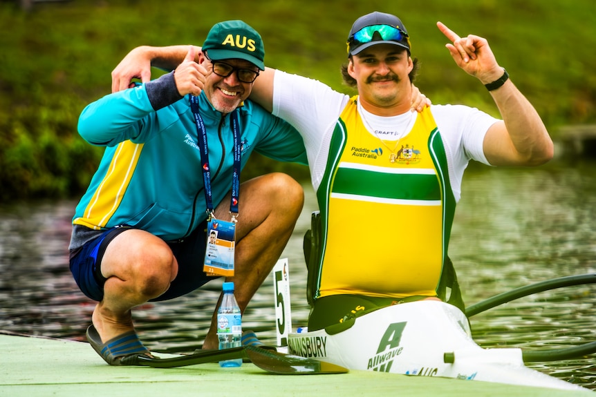 Ben Sainsbury celebrates world championships victory