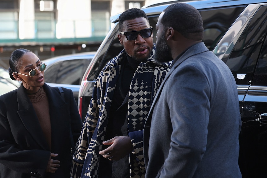 Actor Jonathan Majors arrives at court in New York City
