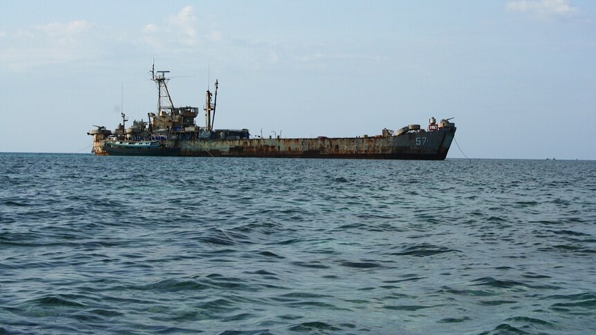 The Sierra Madre, a scuttled World War 11 ship in the Spratly Islands.
