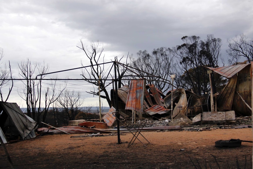 Metal hangs from a clothesline at a property near Carwoola.