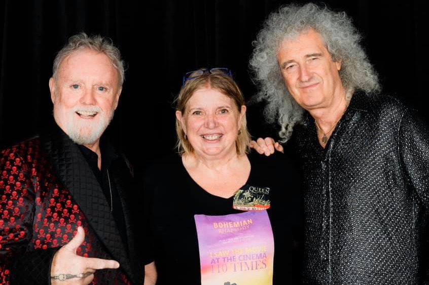 Brian and Roger with Joanne backstage at the Queen concert at Suncorp