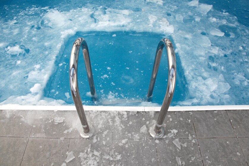 A frozen swimming pool