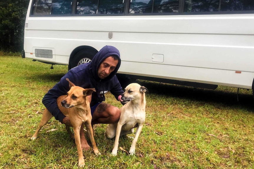 Vernon is living with his dogs at the Nowra showground.