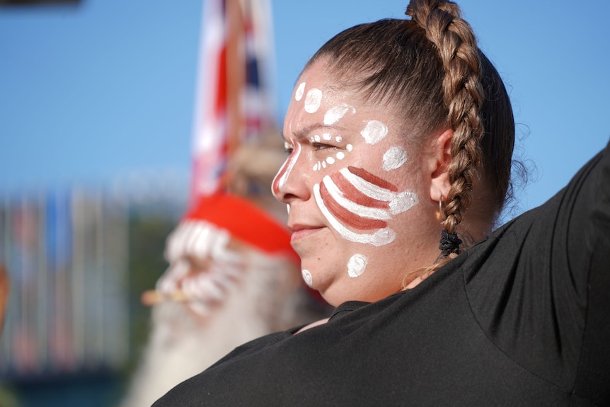 A woman at an Australia Day smoking ceremony in Adelaide.