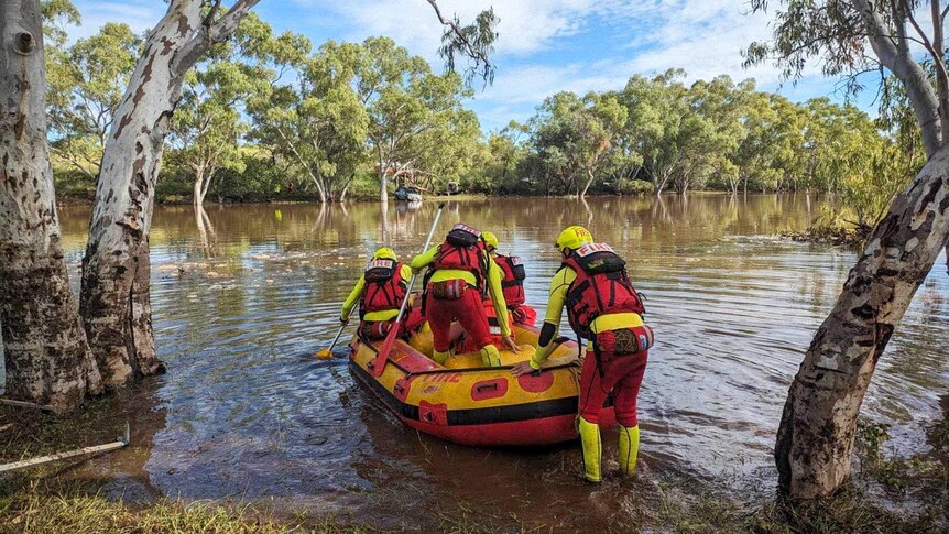 emergency services in a boat in a river