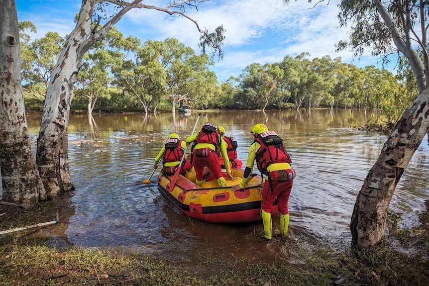 emergency services in a boat in a river