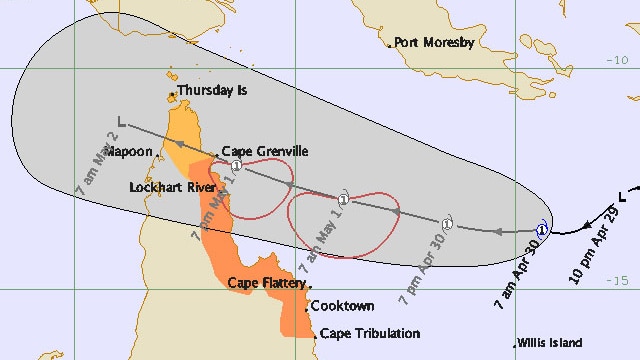 Tracking map of Tropical Cyclone Zane, April 30 2013