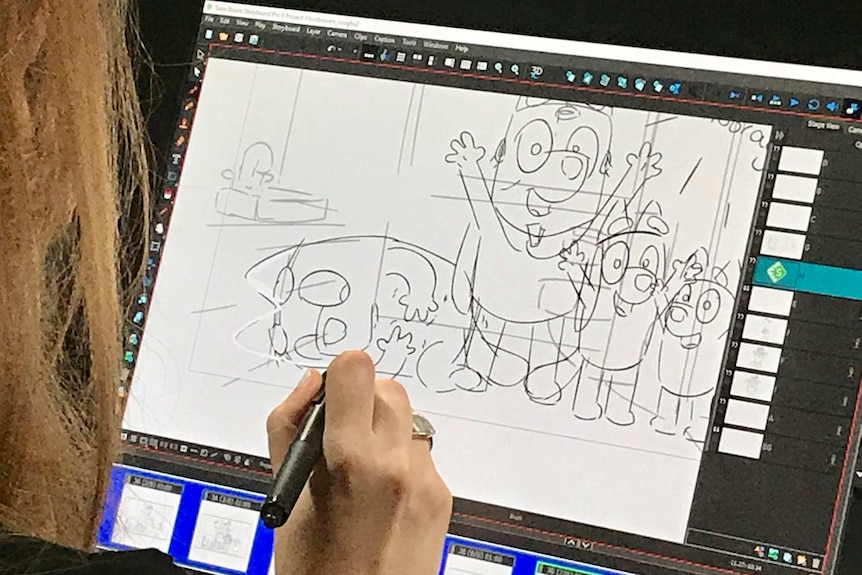An animator works on a new Bluey episode at Ludo Studio