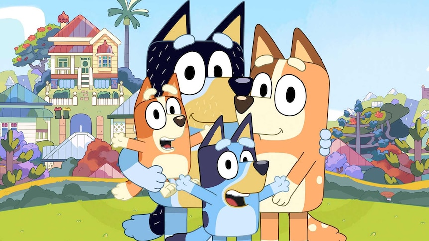 Animated dog family.