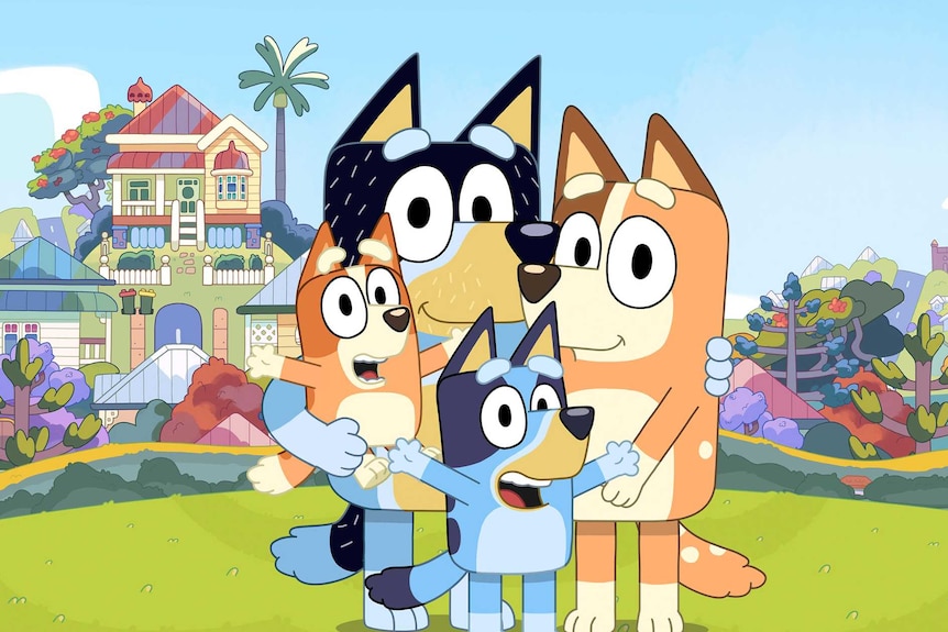 Animated dog family.