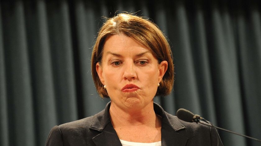 Queensland Premier Anna Bligh faces questions relating to her leadership during a news conference in Brisbane.