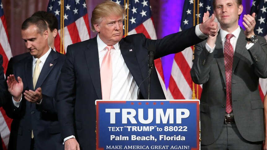 Donald Trump speaks after winning in Florida primary