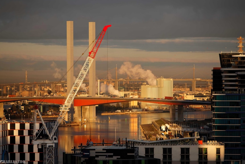An early morning view of Melbourne's industrial inner west.
