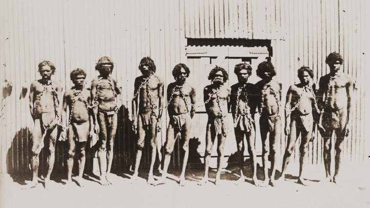 Aboriginal prisoners in chains, WA.