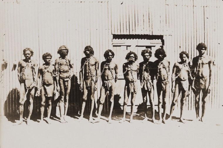 Aboriginal prisoners in chains, WA.