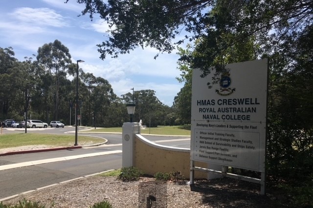 The entrance to HMAS Creswell, the Navy base in Jervis Bay.