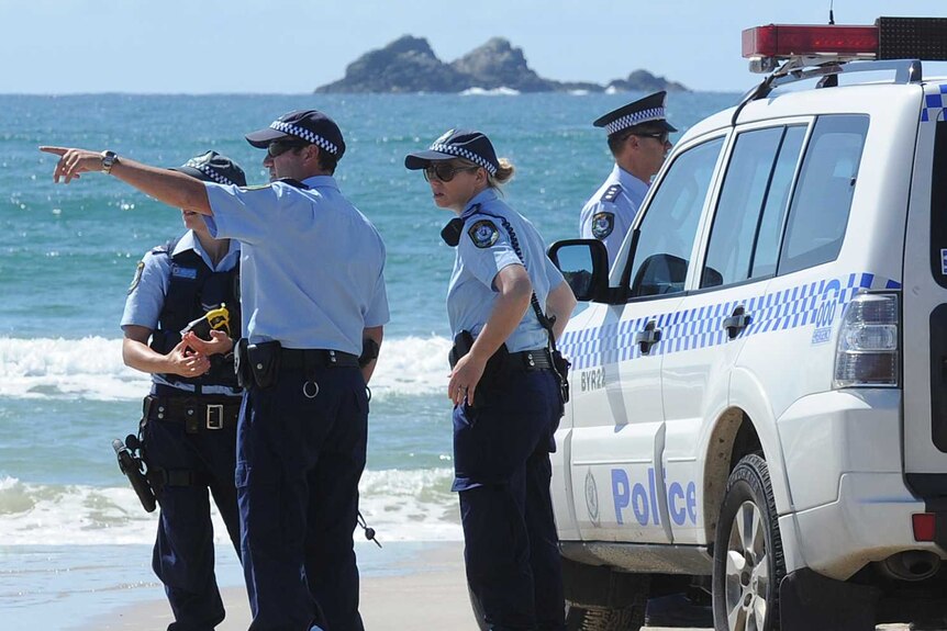 byron bay shark attack police on clarkes beach 2