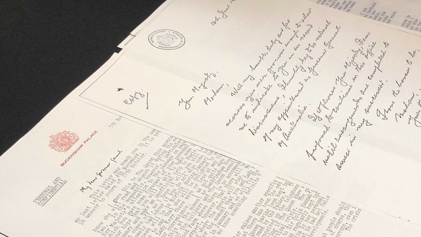 A letter from the Queen's secretary to Sir John Kerr starts 'my dear governor general'.