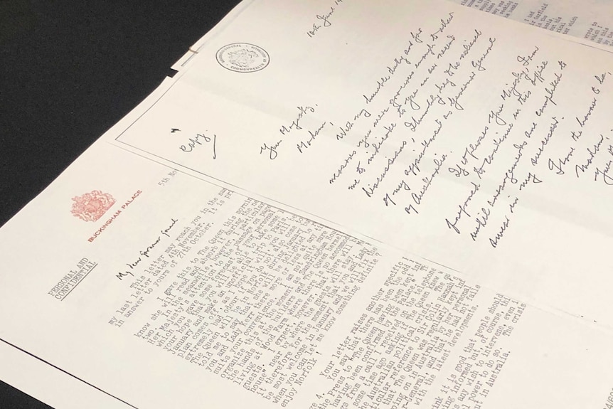 A letter from the Queen's secretary to Sir John Kerr starts 'my dear governor general'.