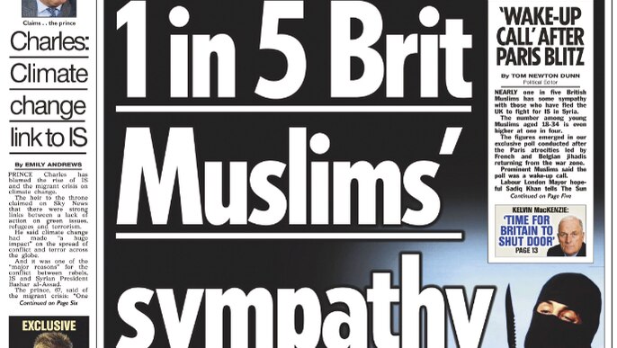 The front page of The Sun newspaper