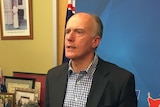 Liberal Senator Eric Abetz  at a post-election press conference in Hobart.