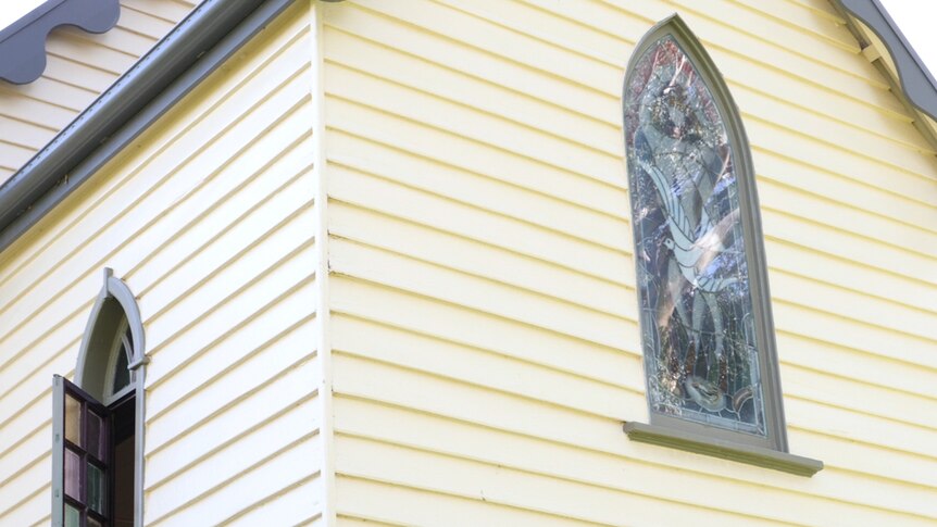 Windows of timber church