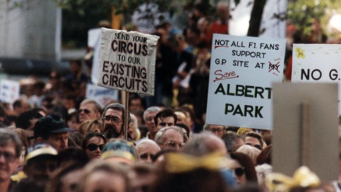 The largest rally against the Melbourne Grand Prix took place in 1995, before the first race.