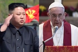 North Korea leader Kim Jong un and Pope Francis composite. April 30, 2017.