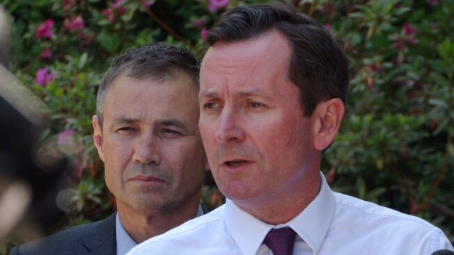 WA Opposition Leader Mark McGowan with Labor's Roger Cook 21 October 2015
