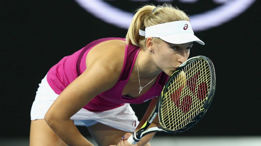 Local hope ... Daria Gavrilova awaits a serve from Petra Kvitova during their second-round match