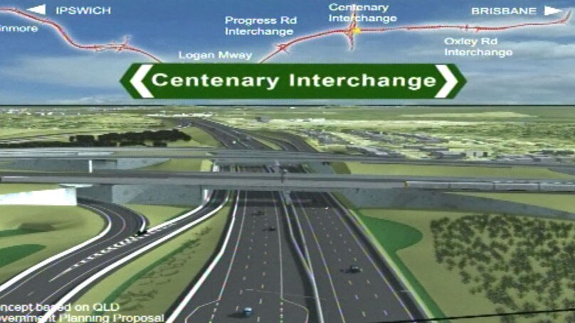 Generic TV still of graphic of Ipswich Motorway upgrade in south-east Qld on September 14, 2008